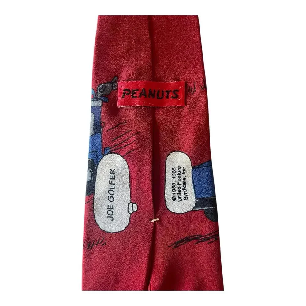 Vintage Snoopy And Woodstock Golfing Joe Golfer Peanuts by Schulz Silk Neck Tie